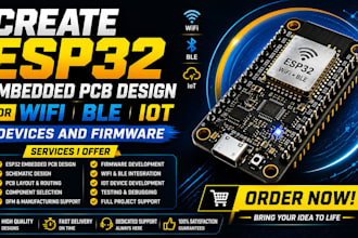 create esp32 embedded pcb design for wifi ble iot devices and firmware