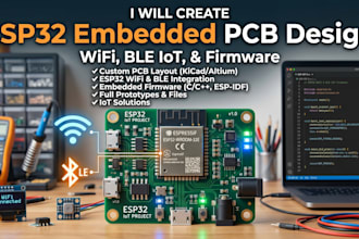 create esp32 embedded pcb design for wifi ble iot devices and firmware