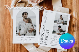design editable canva wedding invitation templates or wedding stationery