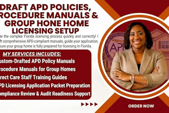 draft adp policies and procedure manuals for florida group home, get licensed