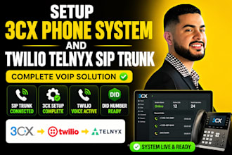 setup 3cx phone system and twilio telnyx sip trunk