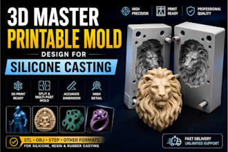 create 3d master printable mold design for silicone casting