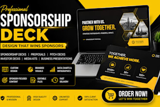 design professional sponsorship deck proposal and investor pitch presentation