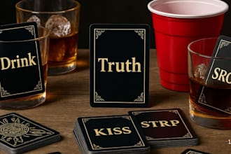 design custom adult drinking card game, party or couples card game, box mockup