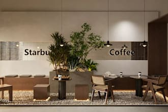 modern 3d interior coffee shop, massage, gym, restaurant logo, nail salon