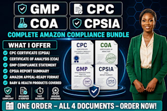 prepare gmp compliance, CPC, cpsia report and coa for amazon