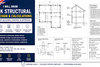 draw UK structural design calculations drawing for building control and approval