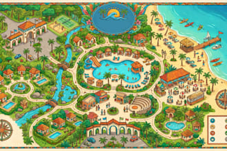 design resort map, visitor experience map, or business mall office directory