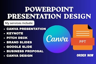 design powerpoint presentation, canva, pitch deck keynote for brands and company