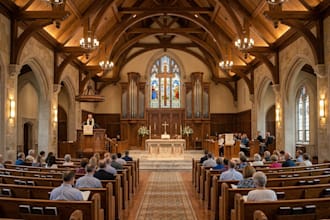 create realistic church sanctuary interior design and 3d rendering
