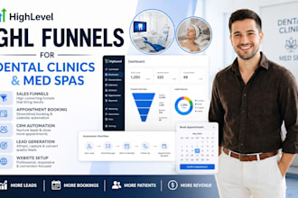 setup gohighlevel sales funnels ghl dental clinics website med spas marketing