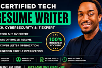 write a professional tech resume, IT  cybersecurity resume optimize cover letter