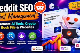 manage reddit SEO post to promote ai dev tools, book file or crypto coin website