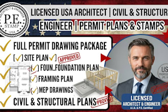 licensed architect civil and structural engineer mep permit drawing USA pe stamp