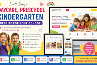 design educational website for daycare, childcare, preschool or kindergarten
