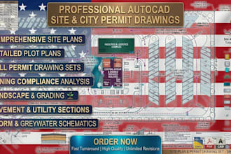 create professional autocad site plan, plot plan and city permit drawings