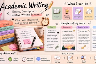 write descriptive, essay, reports, and any other academical work