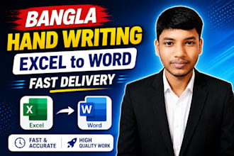 bangla handwriting to excel or word typing 3 hours