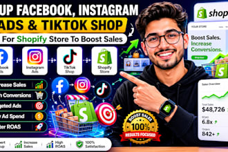 setup facebook instagram ads tik tok shop for shopify store to boost sales