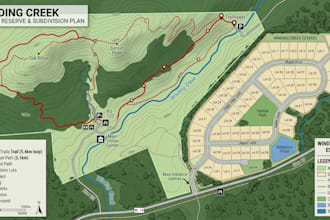 design hiking map, trail map, parking map and subdivision plan
