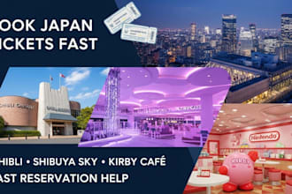secure ghibli museum tickets, shibuya sky tickets, nintendo kirby cafe tickets