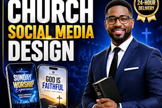 design modern church social media post in 24 hours