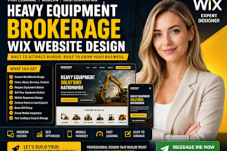 design heavy equipment brokerage wix website or squarespace company website