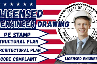 licensed structural engineer, architectural permit drawing  USA pe stamp ca fl