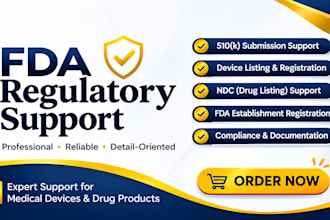 assist with fda 510k submission, fda registration and device listing