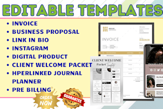 design editable canva link in bio xero invoice instagram template welcome packet
