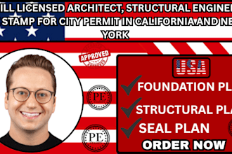 licensed architect, structural engineer, pe stamp for city permit in california