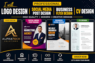 do logo design social media post design business flyer CV design