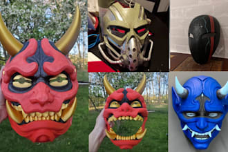 sculpt custom 3d mask model 3d print and paint, ship cosplay 3d mask helmet prop