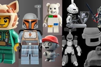 design 3d lego toy models, lego characters and brick figures for 3d printing