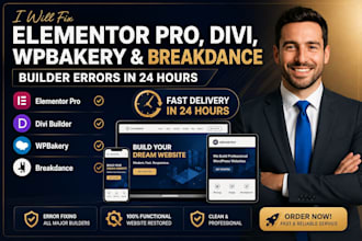 fix elementor pro, divi, wpbakery and breakdance builder errors in 24 hours