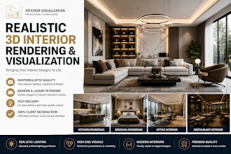 create realistic 3d interior rendering and visualization
