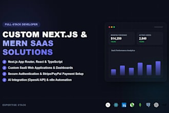 build custom nextjs saas web application or mern stack web app