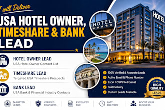 deliver USA hotel owner, timeshare and bank lead