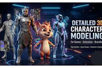 create detailed 3d character modeling for games, animation, and branding