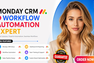 setup monday com automation, integrations and custom dashboards,client portal