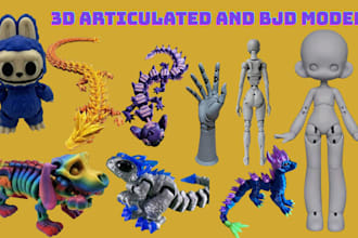 sculpt 3d articulated model, flexi toy, bjd ball jointed doll for 3d printing