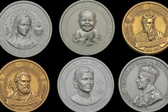 sculpt printable coin model bas relief medallion  pendant stl file 4 3d printing