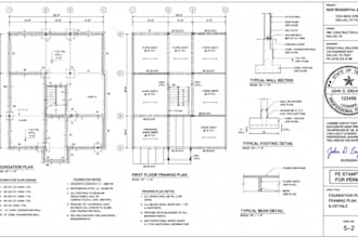 provide pe stamp, architectural and structural permit drawing review in USA
