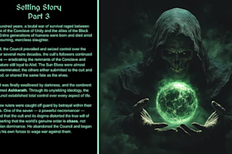 create a complete turnkey game setting or a specific narrative product for you