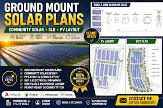 design ground mount solar plans, community solar, sld, pv layout