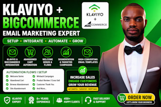 integrate klaviyo with bigcommerce, setup email automation, email flows