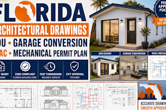 florida architectural drawing adu garage conversion hvac mechanical permit plan