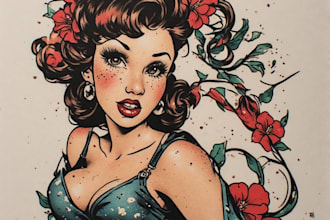 design unique pin up girl artwork for tattoos