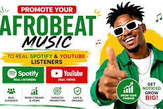 promote your afrobeat music to real spotify and youtube listeners
