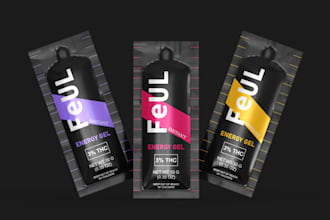 design premium protein bar, chocolate, energy gel, snack and wrapper packaging